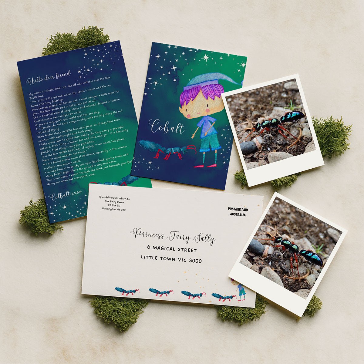 Elf Mail - Cobalt the Blue Bottle Ant Elf - Fairy Mail