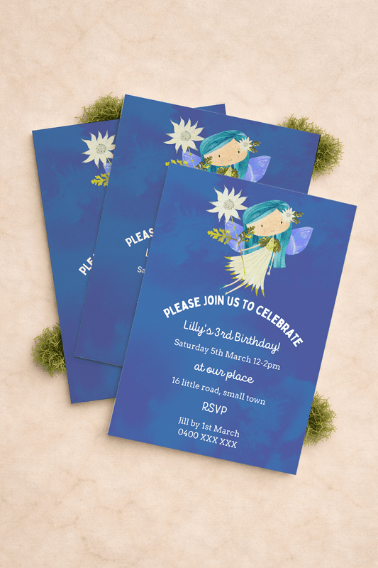 Printable Australian Native Flower Fairy Party Invitation Flannel Flower - Fairy Mail