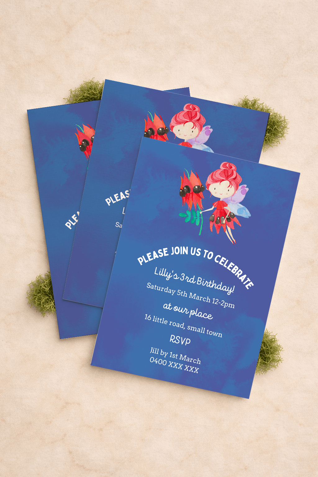 Printable Australian Native Flower Fairy Party Invitation Sturt's Desert Pea - Fairy Mail
