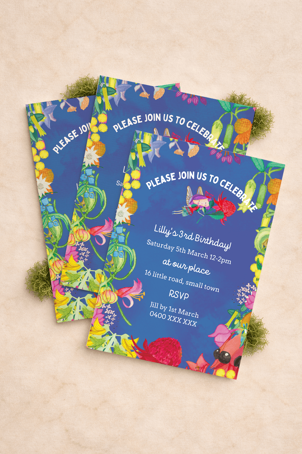 Printable Australian Native Waratah Flower Fairy Party Invitation - Fairy Mail